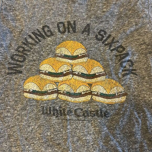 The Original Retro Brand Boys ‘Working on a Sixpack’ White Castle Grey T-Shirt - Picture 2 of 6